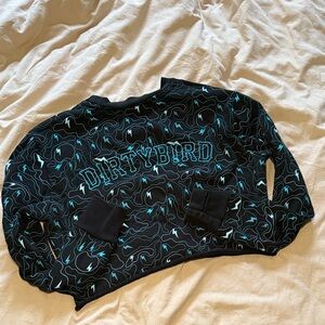 Black and Blue Dirtybird Records Cropped Sweatshirt
